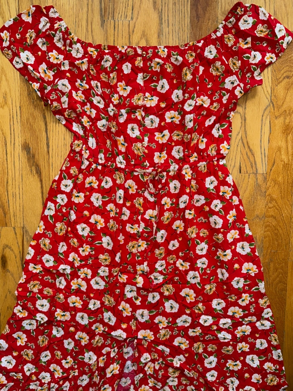 Indigo Rose Chic Red Floral Off-Shoulder Dress - Picture 4 of 9